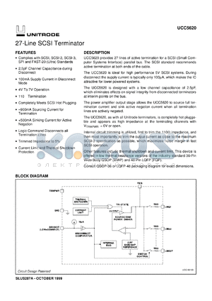 UCC5620MWPTR datasheet - 27-LINE 5V SE TERMINATOR FOR FAST AND ULTRA SCSI