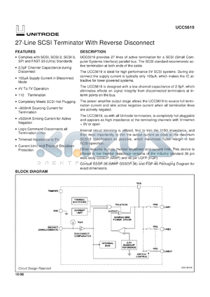 UCC5619MWP datasheet - 27-LINE 5V SE TERMINATOR FOR FAST AND ULTRA SCSI WITH REVERSE DISCONNECT