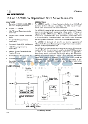UCC5610DWP datasheet - LOWEST CAPACITANCE 18-LINE 3-5V SE TERMINATOR FOR SCSI THROUGH ULTRA SCSI