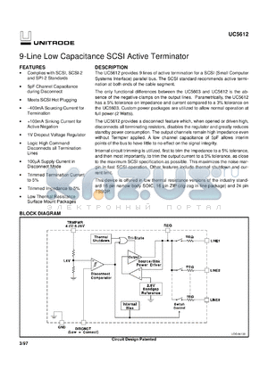 UC5612PWPTR datasheet - 9-LINE 5V SE TERMINATOR FOR SCSI AND FAST SCSI WITH INVERTED SENSING