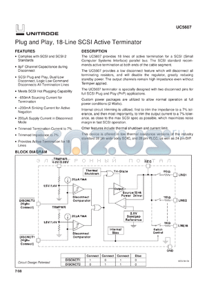 UC5607DWPTR datasheet - 18-LINE SE TERMINATOR FOR SCSI AND FAST SCSI WITH PLUG & PLAY SUPPORT