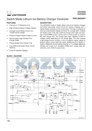 UCC3956DW datasheet - SWITCH MODE LITHIUM-ION BATTERY CHARGER CONTROLLER
