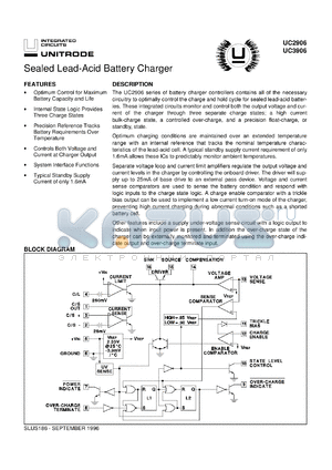 UC3906DWTR datasheet - SEALED LEAD-ACID BATTERY CHARGER