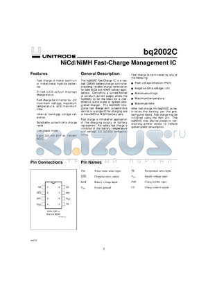 BQ2002CSN-SI datasheet - SIMPLE 8-PIN FAST-CHARGE CONTROLLER WITH TERMINATION