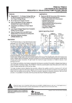 TPS60141PWPR datasheet - BOOST, 2-CELL INPUT, HIGH EFFICIENCY