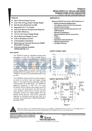 TPS60101PWPR datasheet - REGULATED 3.3-V HIGH-POWER LOW-NOISE CHARGE PUMP DC/DC CONVERTER