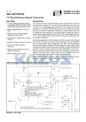 UCC3941DTR-ADJ datasheet - 1V SYNCHRONOUS BOOST CONVERTER