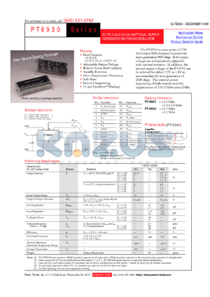 PT6932A datasheet - 3.3/1.5VOUT 25W 5V-INPUT ADJUSTABLE DUAL OUTPUT ISR, CU CASE