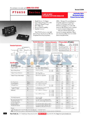 PT6656F datasheet - 12VOUT 4AMP 24V-INPUT ADJUSTABLE ISR