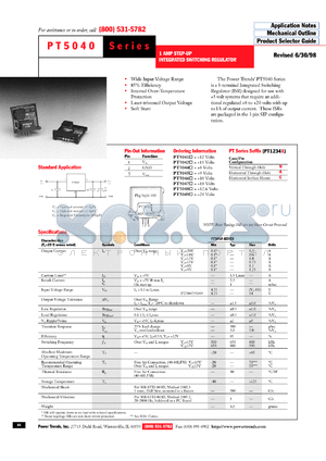 PT5049C datasheet - 20VOUT 0.5AMP 5V-INPUT STEP-UP ISR