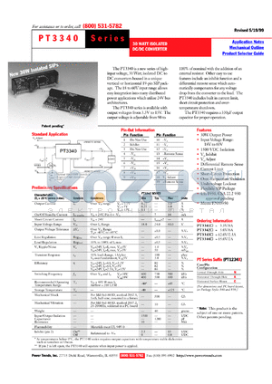 PT3344C datasheet - 15VOUT 30W 18 TO 60V-INPUT ISOLATED DC/DC CONVERTER