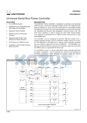 UCC3831DW datasheet - UNIVERSAL SERIAL BUS POWER CONTROLLER