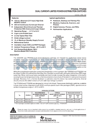 TPS2056DR datasheet - POWER-DISTRIBUTION SWITCHES