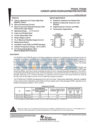 TPS2055DR datasheet - POWER-DISTRIBUTION SWITCHES