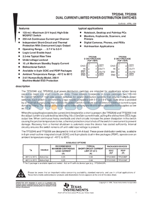 TPS2046DR datasheet - POWER-DISTRIBUTION SWITCHES