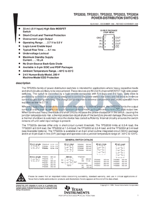 TPS2034DR datasheet - POWER DISTRIBUTION SWITCHES