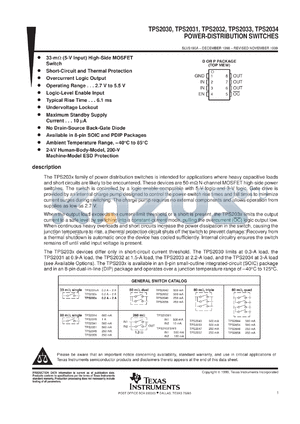 TPS2031DR datasheet - POWER DISTRIBUTION SWITCHES