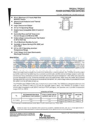 TPS2014DR datasheet - POWER-DISTRIBUTION SWITCHES