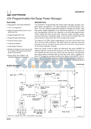 UCC39151PWP datasheet - 15V PROGRAMMABLE HOT SWAP POWER MANAGER