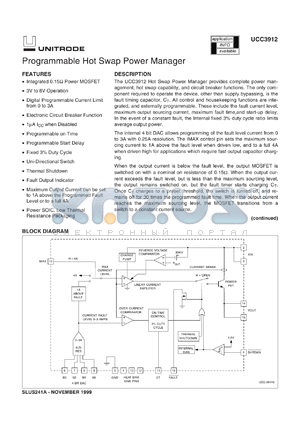 UCC3912DPRTR datasheet - PROGRAMMABLE HOT SWAP POWER MANAGER