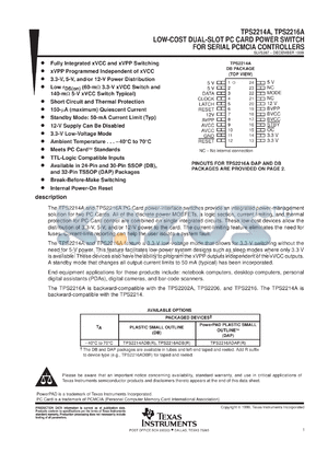 TPS2216ADAPR datasheet - DUAL-SLOT PC CARD POWER-INTERFACE SWITCHES