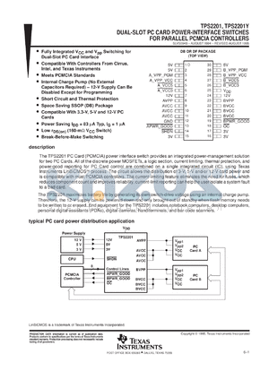 TPS2201IDBLE datasheet - 2-SLOT PC CARD POWER-I/F SWITCH FOR PARALLEL PCMCIA CONTROLLER