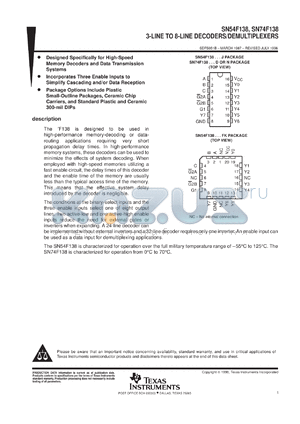 JM38510/33701B2A datasheet - 3-LINE TO 8-LINE DECODERS/DEMULTIPLEXERS