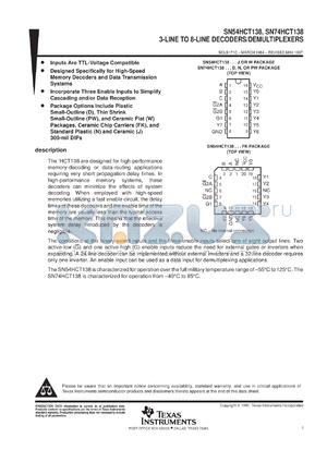 85504012A datasheet - 3-LINE TO 8-LINE DECODERS/DEMULTIPLEXERS