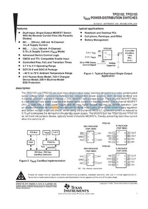 TPS2102DBVR datasheet - POWER-DISTRIBUTION SWITCHES