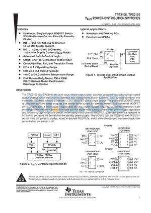 TPS2100DR datasheet - VAUX POWER-DISTRIBUTION SWITCH