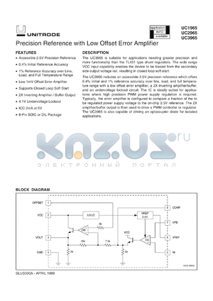 UC2965D datasheet - PRECISION REFERENCE WITH LOW OFFSET ERROR AMPLIFIER