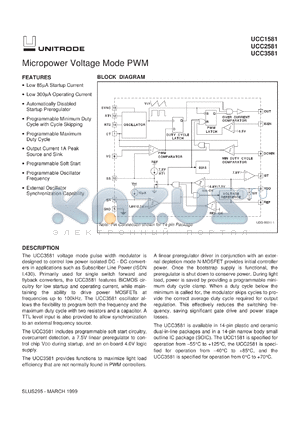 UCC2581D datasheet - MICROPOWER VOLTAGE MODE PWM