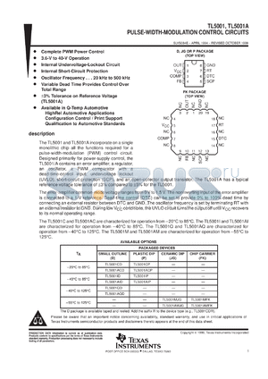 TL5001AEVM-110 datasheet - PWM CONTROL CIRCUITS