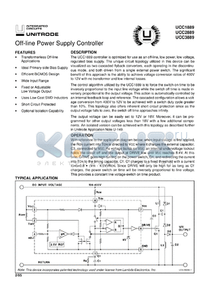 UCC3889DTR datasheet - OFF-LINE POWER SUPPLY CONTROLLER