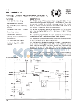 UC3886DTR datasheet - AVERAGE CURRENT MODE PWM CONTROLLER IC