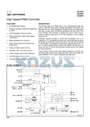 UC2824DWTR datasheet - HIGH SPEED PWM CONTROLLER