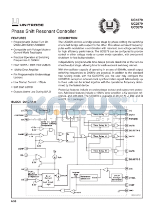 UC3879J datasheet - PHASE SHIFT RESONANT CONTROLLER