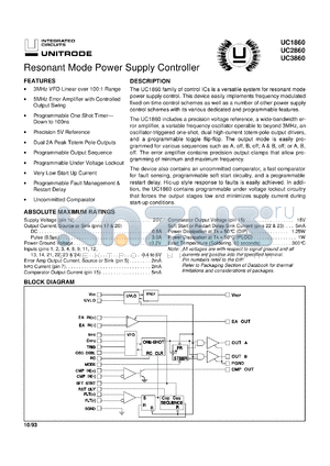 UC1860J datasheet - RESONANT MODE POWER SUPPLY CONTROLLER