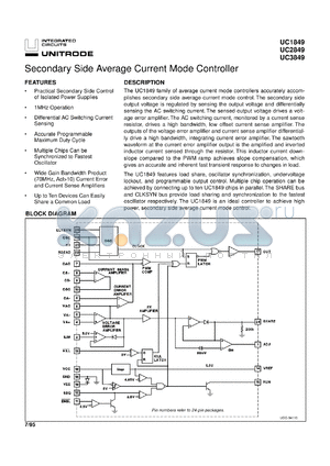 UC3849DW datasheet - SECONDARY SIDE AVERAGE CURRENT MODE CONTROLLER