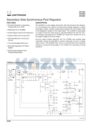UC3584DWTR datasheet - SECONDARY SIDE SYNCHRONOUS POST REGULATOR