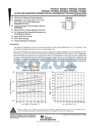 TPS76627DR datasheet - ULTRA-LOW QUIESCENT CURRENT 250-MA LDO LINEAR REGULATORS