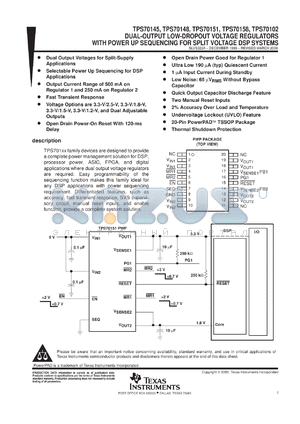 TPS70151EVM-152 datasheet - DUAL-OUTPUT LDO VOLTAGE REGULATORS