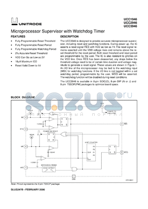 UCC3946PWTR datasheet - MICROPROCESSOR SUPERVISOR WITH WATCHDOG TIMER