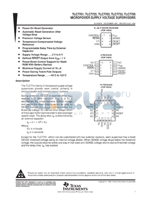 TLC7725IDR datasheet - MICROPOWER SUPPLY VOLTAGE SUPERVISOR