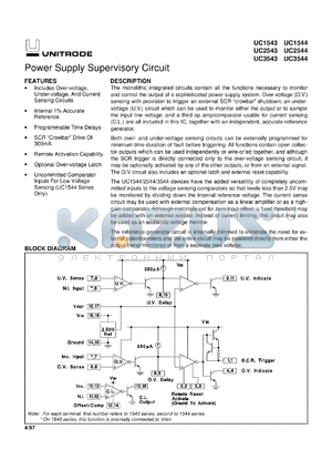 UC3543J datasheet - POWER SUPPLY SUPERVISORY CIRCUIT