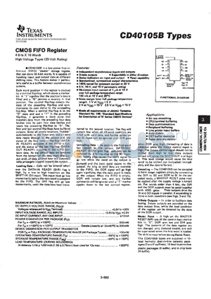 CD40105BF3A datasheet - CMOS 4-BIT-BY-16-WORD FIFO REGISTER