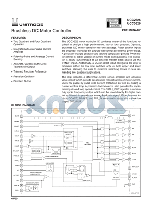 UCC3626N datasheet - BRUSHLESS DC MOTOR CONTROLLER