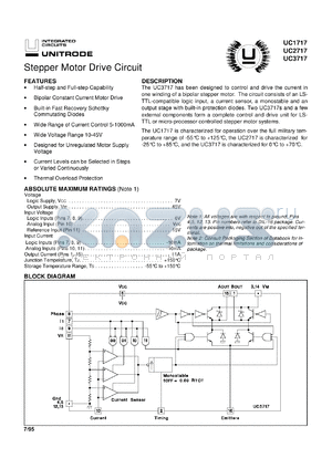 UC3717N datasheet - STEPPER MOTOR DRIVE CIRCUIT