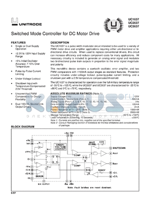UC3637QTR datasheet - SWITCHED MODE CONTROLLER FOR DC MOTOR DRIVE