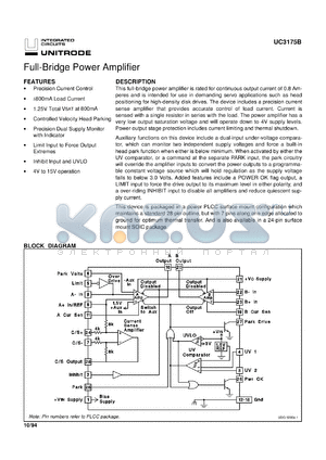 UC3175BDWTR datasheet - FULL BRIDGE POWER AMPLIFIER